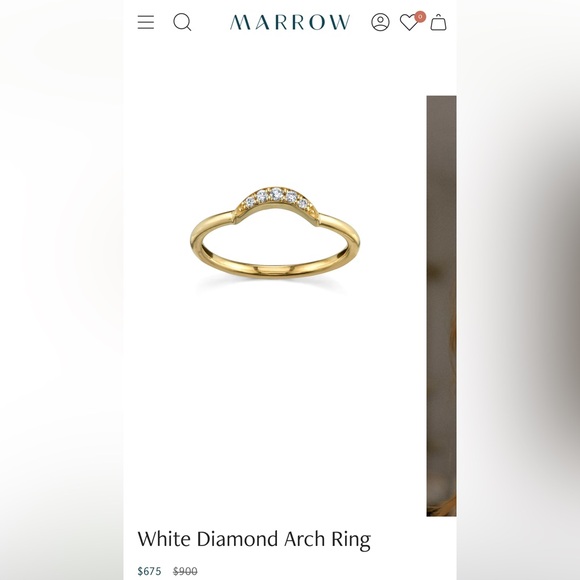 Marrow Fine White Diamond Arch Ring size 5 - Picture 6 of 6